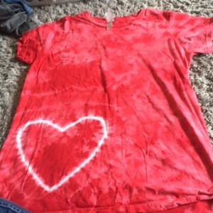 Tie dye red heart shirt